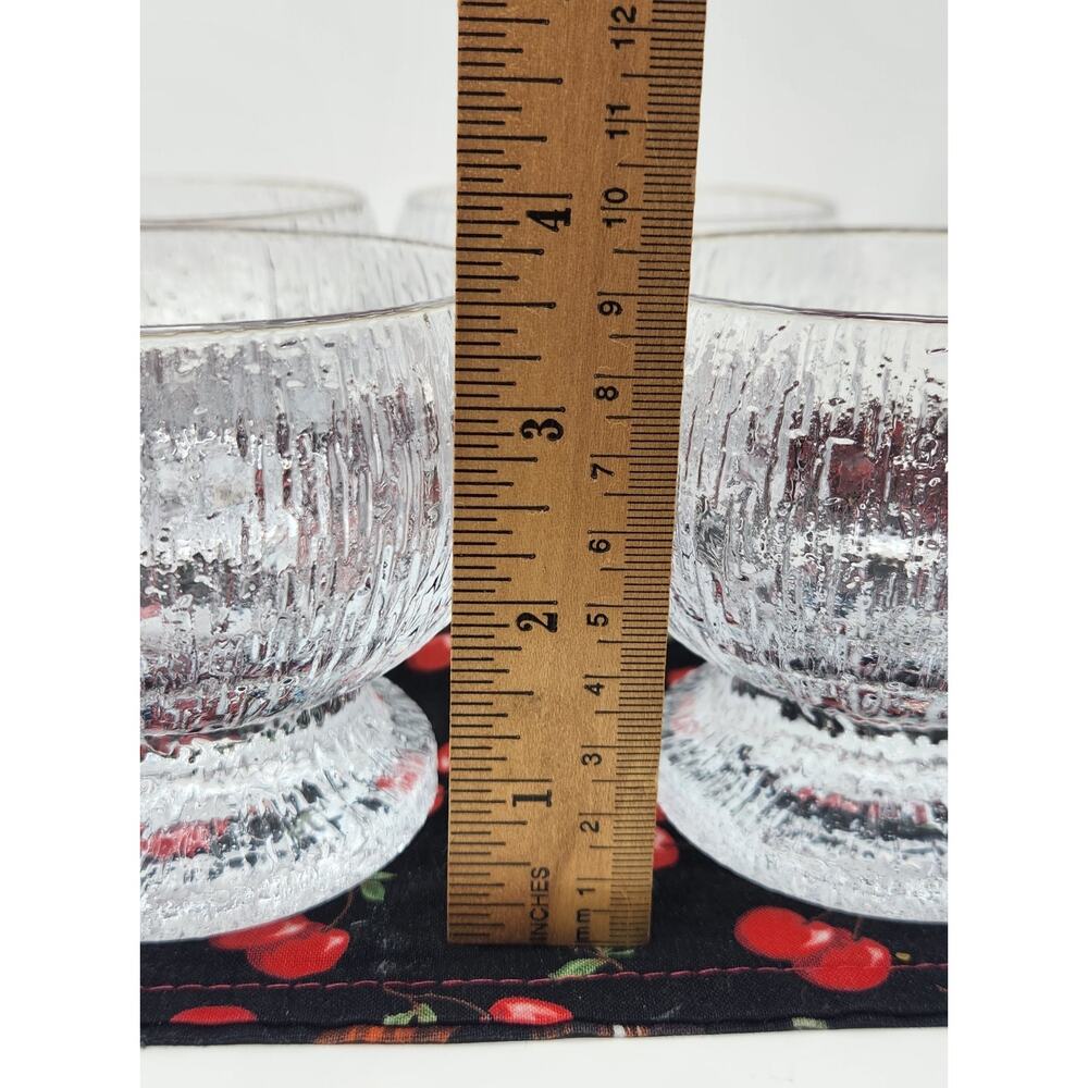 Lot Of 4 Crystal Footed Dessert Bowls I ITTALA KEKKERIT | Icicle SnowTextured - Picture 8 of 8